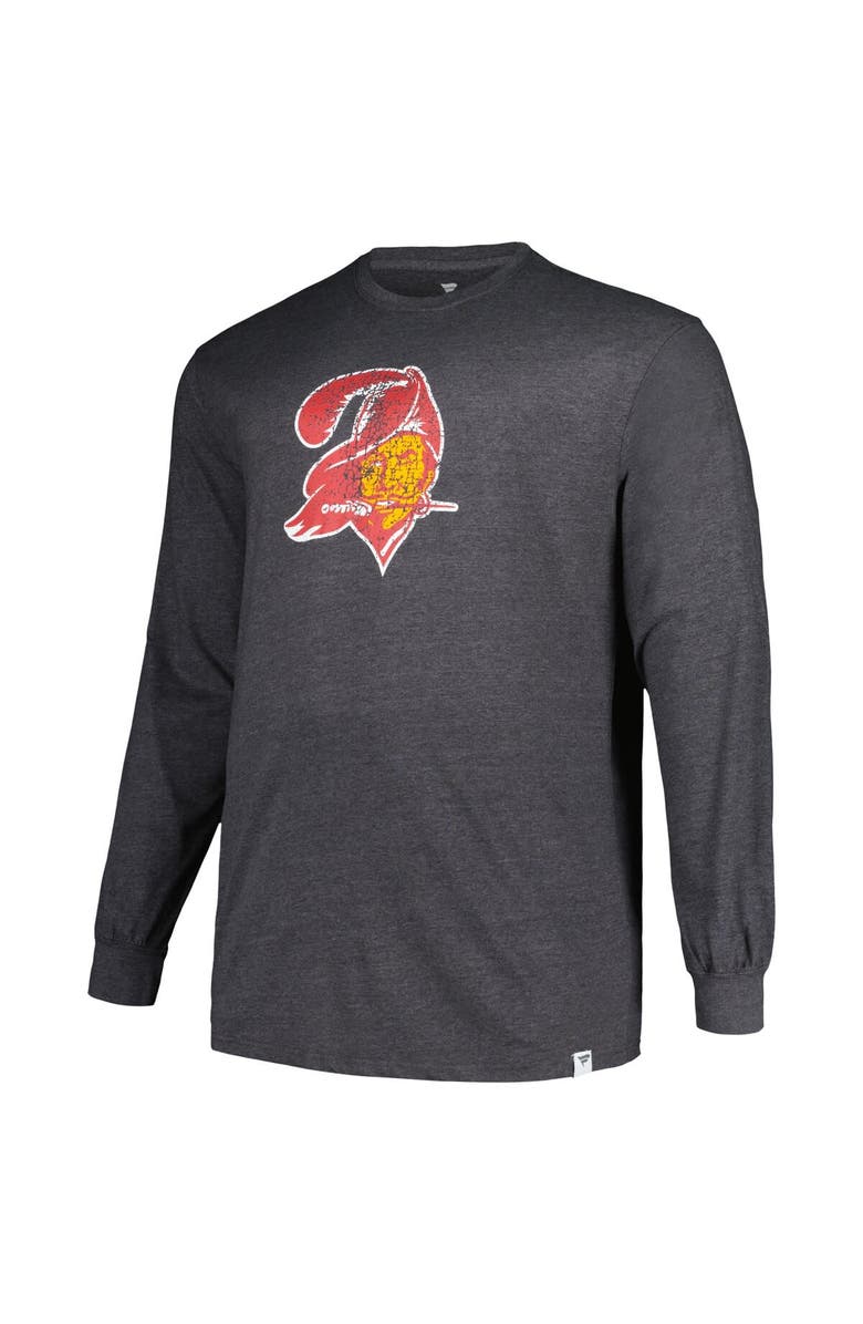 PROFILE Men's Profile  Heather Charcoal Tampa Bay Buccaneers Big & Tall Throwback Long Sleeve T-Shirt, Alternate, color, Heather Charcoal