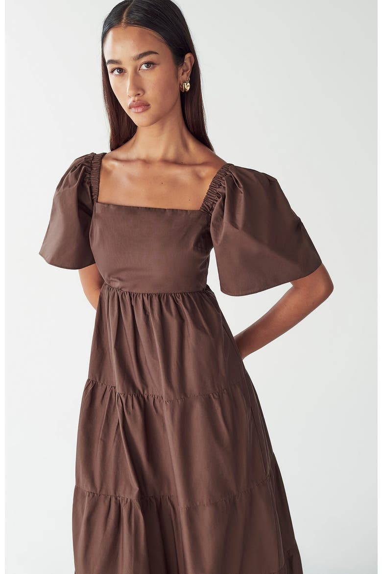 Zelda Tiered Dress, Alternate, color, Chocolate