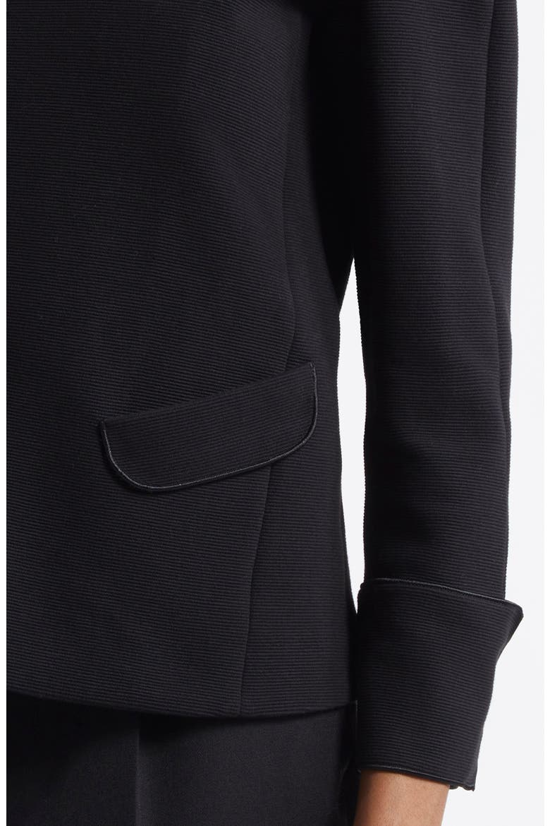 Ottoman Stretch Cotton Short Jacket, Alternate, color, BLACK
