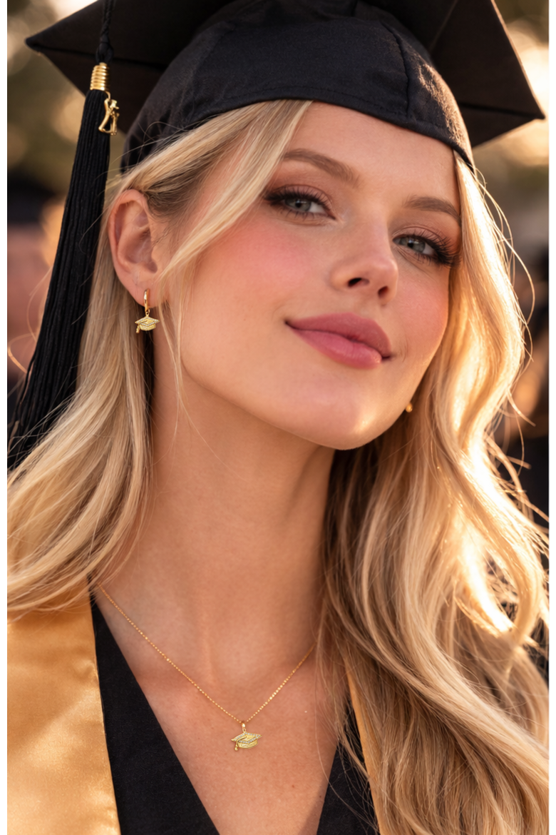 Limitless Graduation Cap Pendant Necklace, Alternate, color, Silver