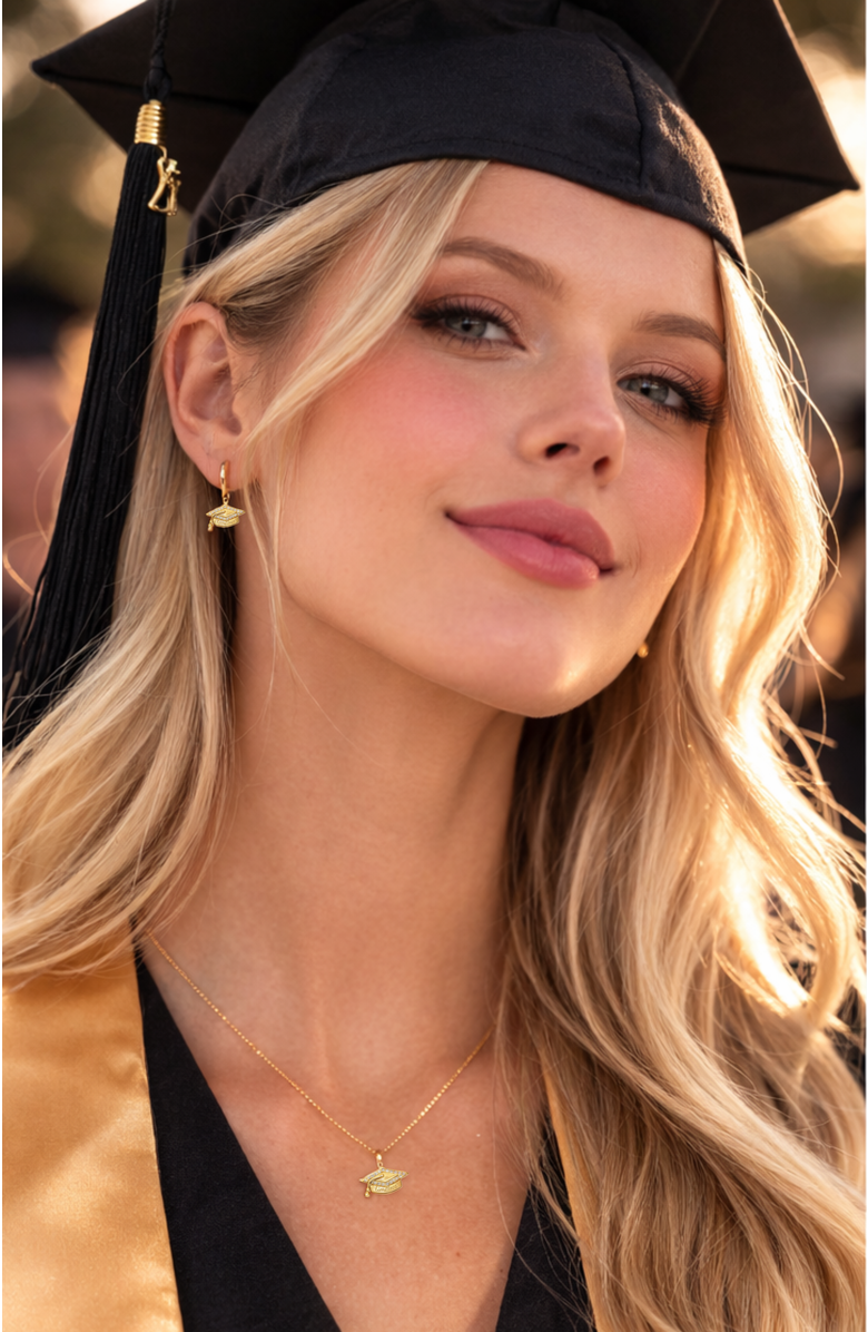 DLORIA Limitless Graduation Cap Pendant Necklace, Alternate, color, Silver