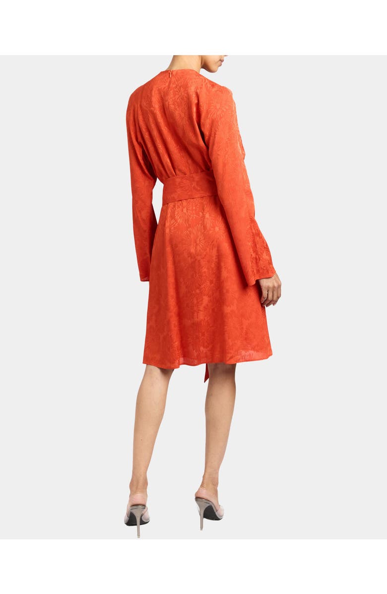 Santorelli KAYDEN Long Sleeve Faux Wrap Fit and Flare Dress, Alternate, color, Sedona Orange