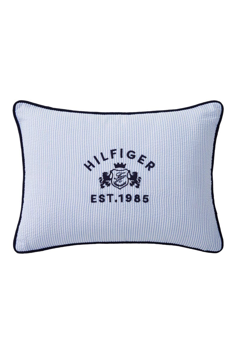Crest Accent Pillow, Main, color, BLUE/ WHITE