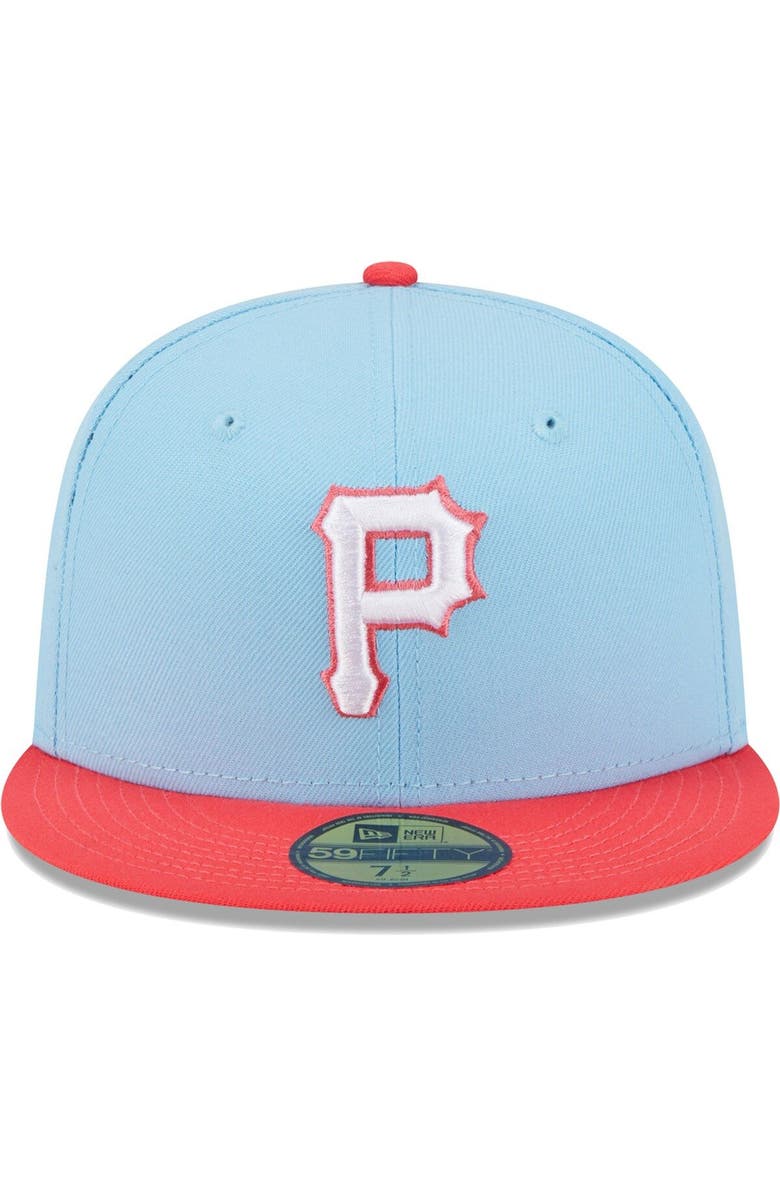 New Era Men's New Era Light Blue/Red Pittsburgh Pirates Spring Color Two-Tone 59FIFTY Fitted Hat, Alternate, color, 