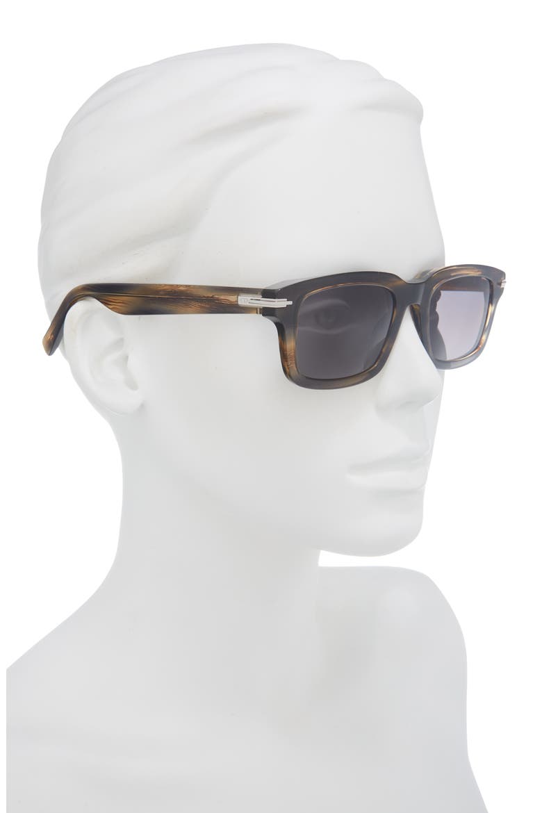 'DiorBlacksuit S16I 52mm Rectangular Sunglasses, Alternate, color, BROWN HORN / SMOKE