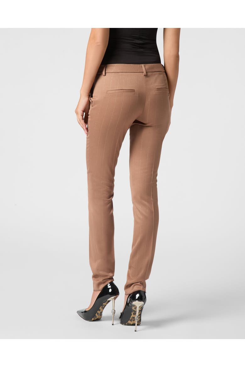 Pinstripe Chinos Fit Trousers Women, Alternate, color, brown