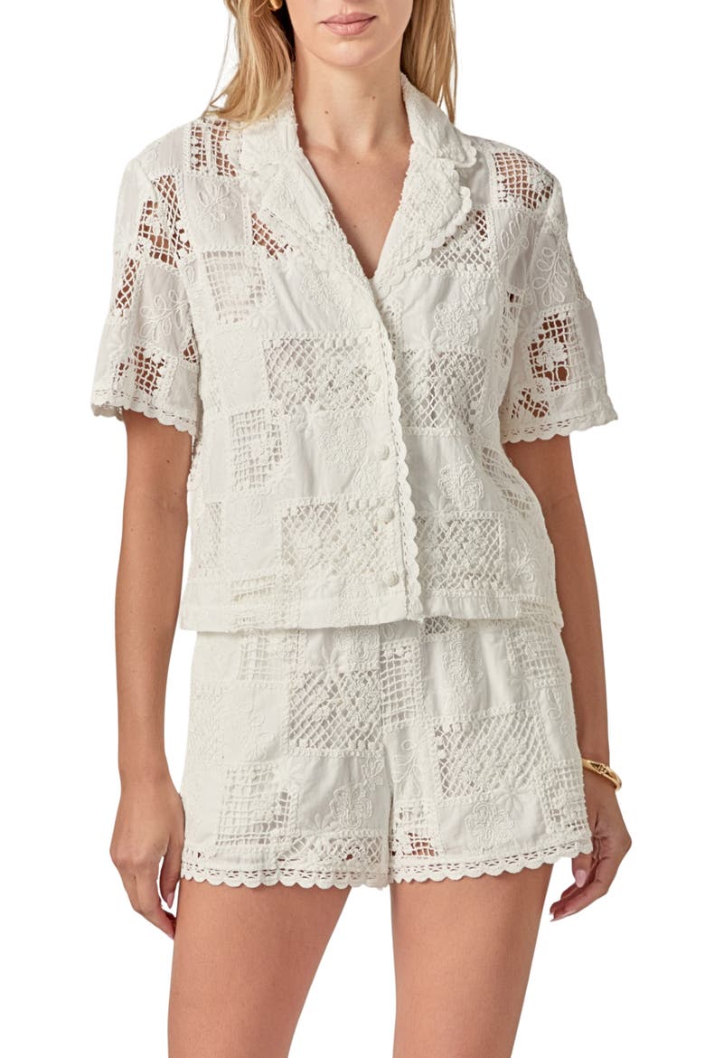 Embroidered Shirt, Main, color, WHITE