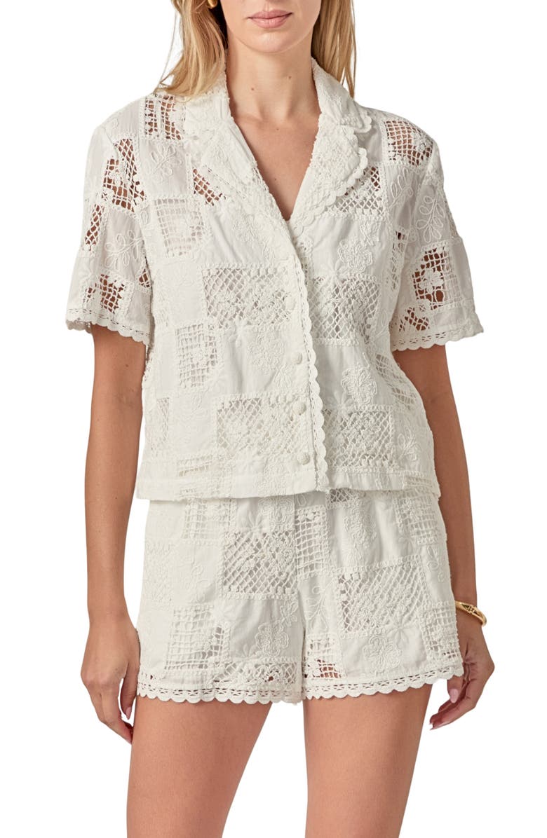 English Factory Embroidered Shirt, Main, color, White