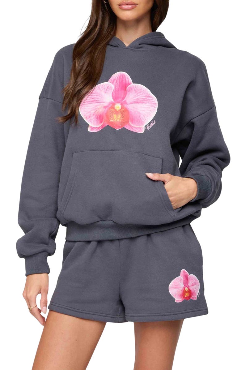 EDIKTED Orchid Babe Hoodie, Main, color, Dark-Gray