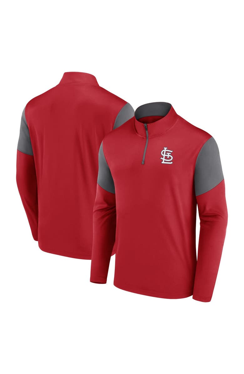 FANATICS Men's Fanatics Red St. Louis Cardinals Logo Quarter-Zip Top, Alternate, color, 