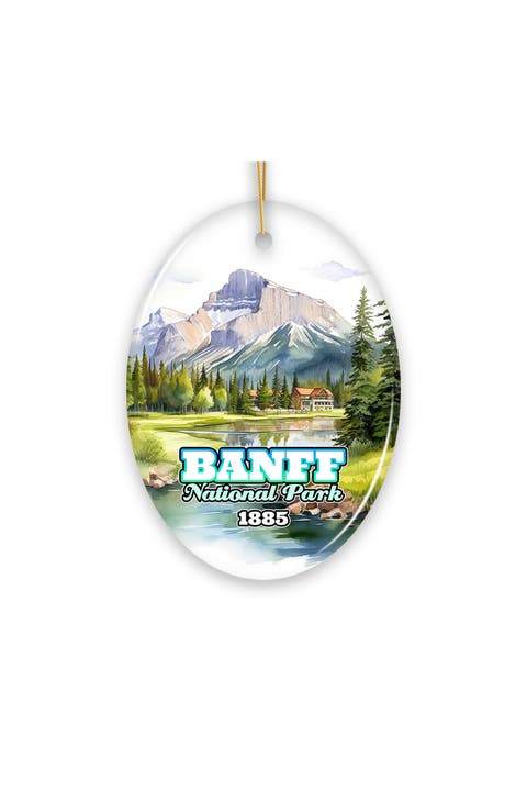 Banff National Park Watercolor Mountain Ornament