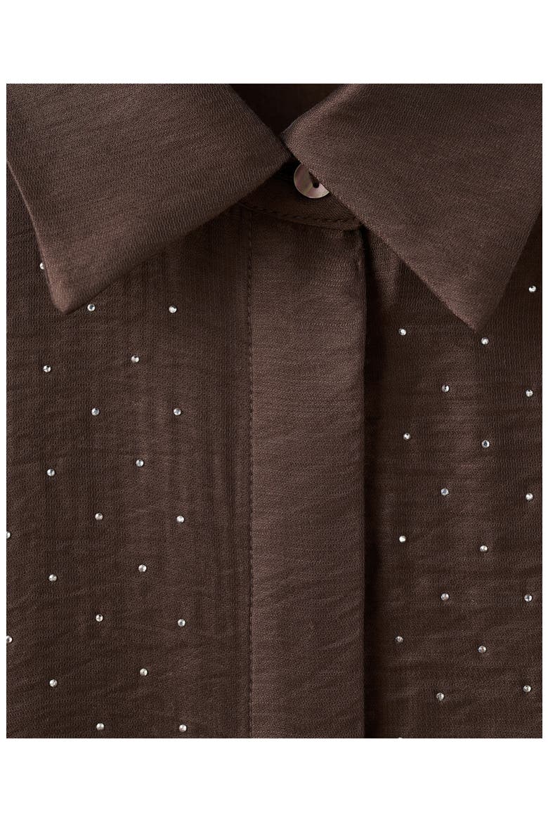 Rhinestone Satin Button-Up Shirt, Alternate, color, BROWN