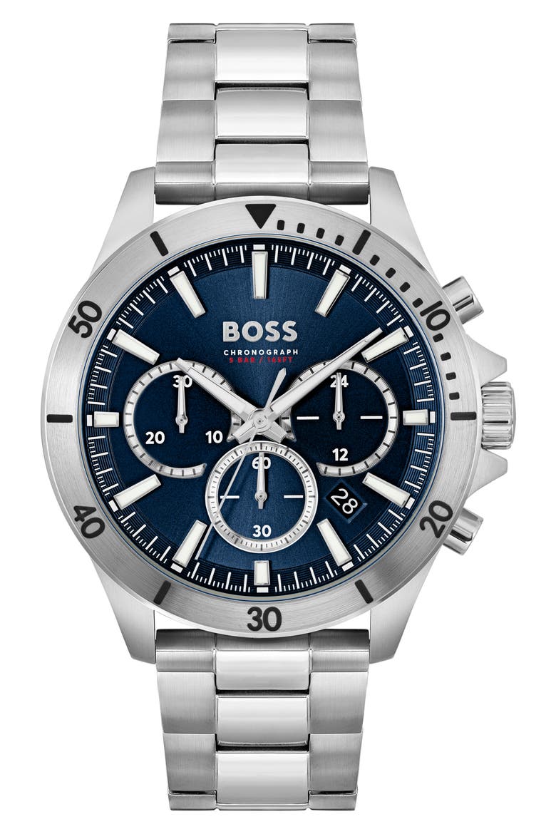Troper Chronograph Bracelet Watch, 45mm, Main, color, BLUE