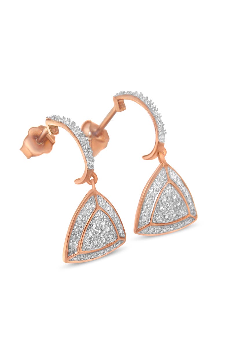Haus of Brilliance 10K Rose Gold Plated Silver Round Diamond Fashion Dangle Earrings, Alternate, color, Pink
