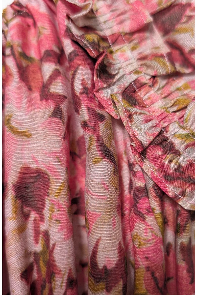Shirred Waist Floral Midi Dress, Alternate, color, D ROSE MULTI