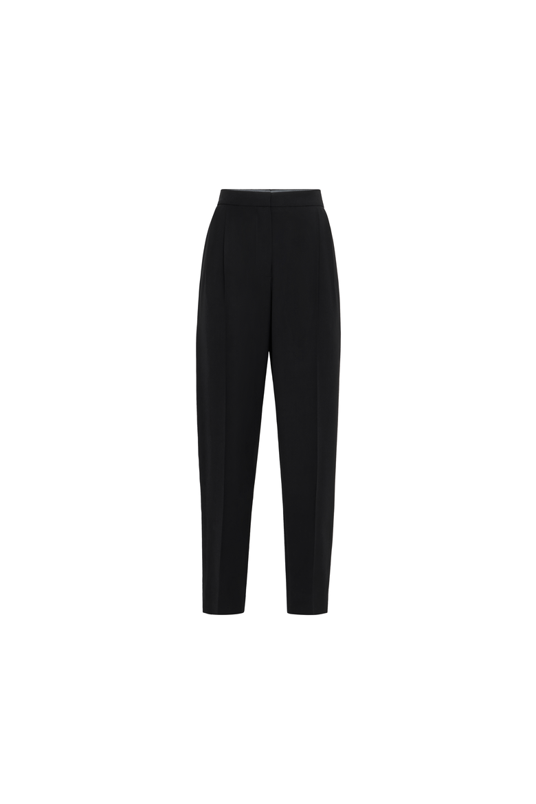 Viscose and virgin wool tuxedo trousers, Alternate, color, Black