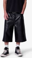 mnml Raw Ultra Baggy Faux Leather Shorts