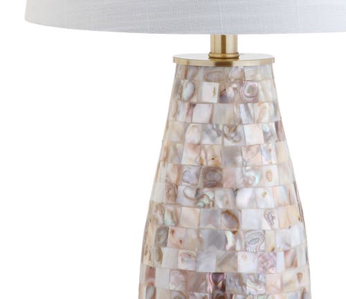 Jonathan Y Jocelyn 28" Seashell Led Table Lamp, Natural In Natural/brass Gold