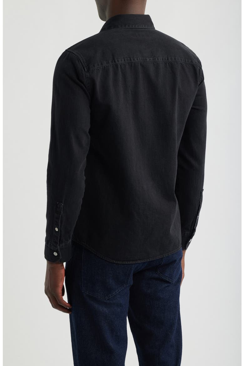 Cotton Twill Snap-Up Shirt, Alternate, color, BLACK INDIGO