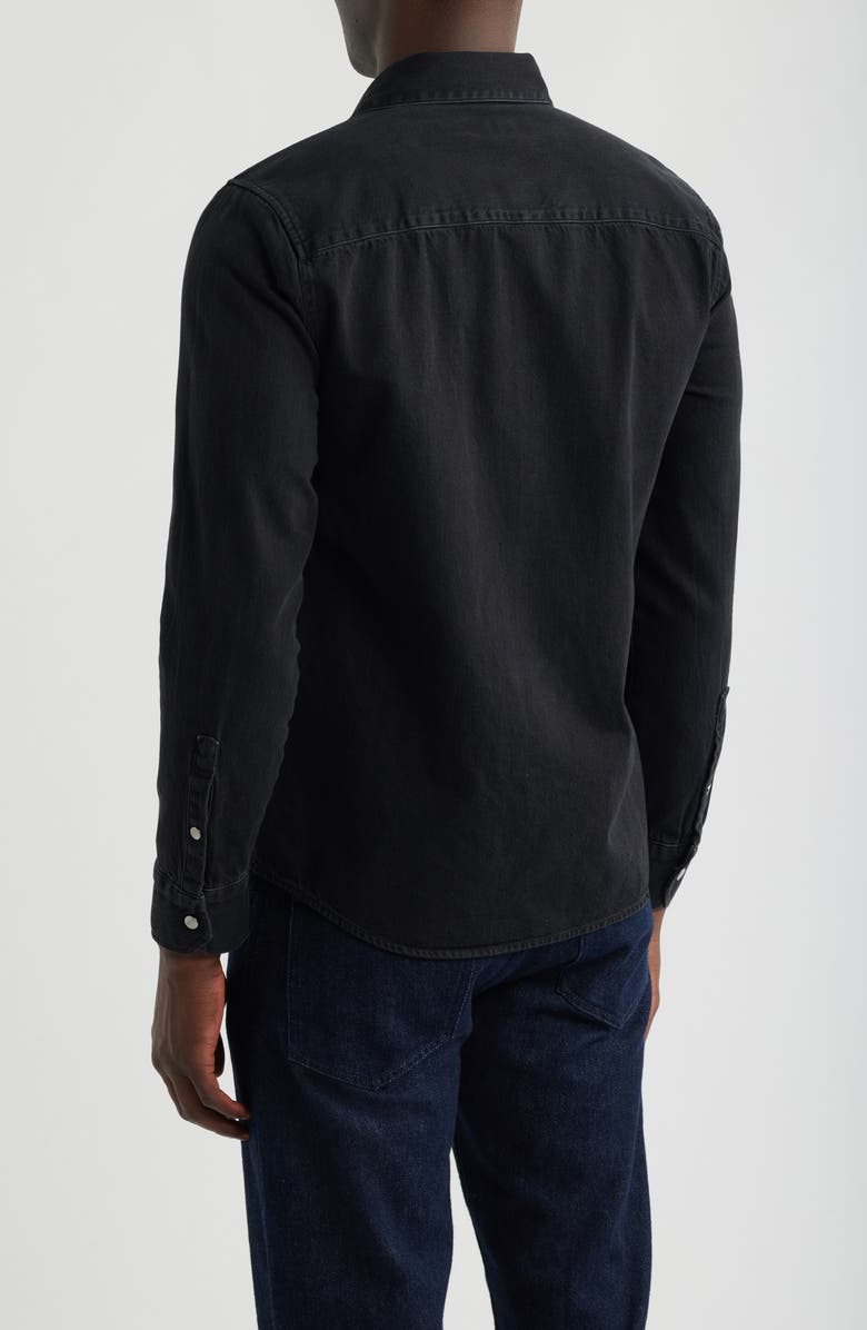 Mavi Jeans Cotton Twill Snap-Up Shirt, Alternate, color, Black Indigo