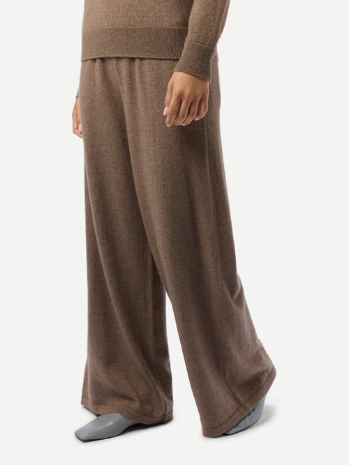 Gobi Mongolian Cashmere Wide-leg Cashmere Pants In Brown