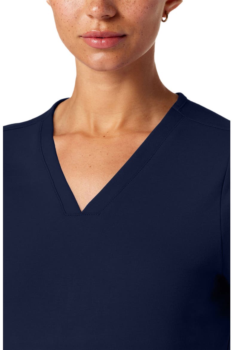 Cesi Women's 2-Pocket Slim Knit V-Neck Scrub Top, Alternate, color, Midnight Navy
