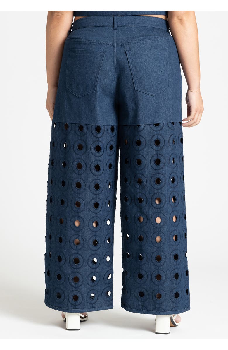 ELOQUII Circular Cutout Denim Pant, Alternate, color, Dark Wash Denim