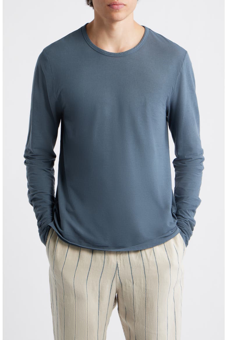 Long Sleeve Organic Cotton Crewneck T-Shirt, Main, color, LAKE