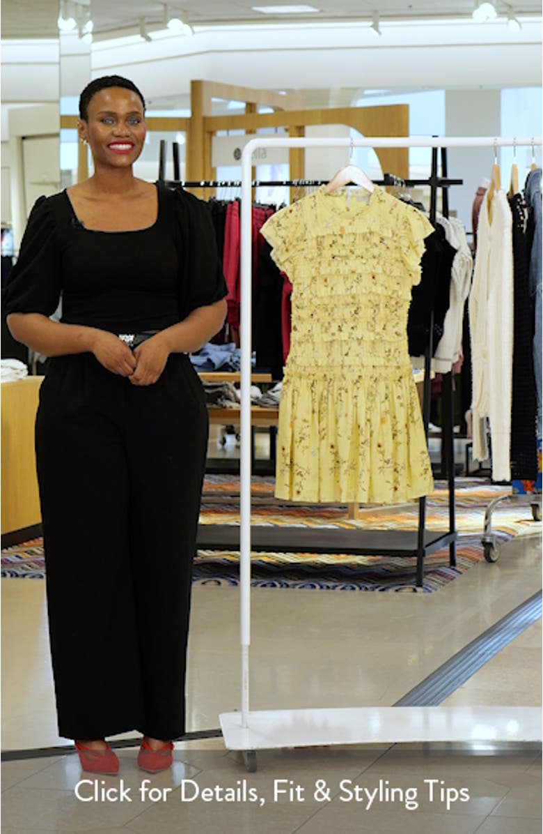 Lauren Floral Smock Bodice Minidress, sales video thumbnail