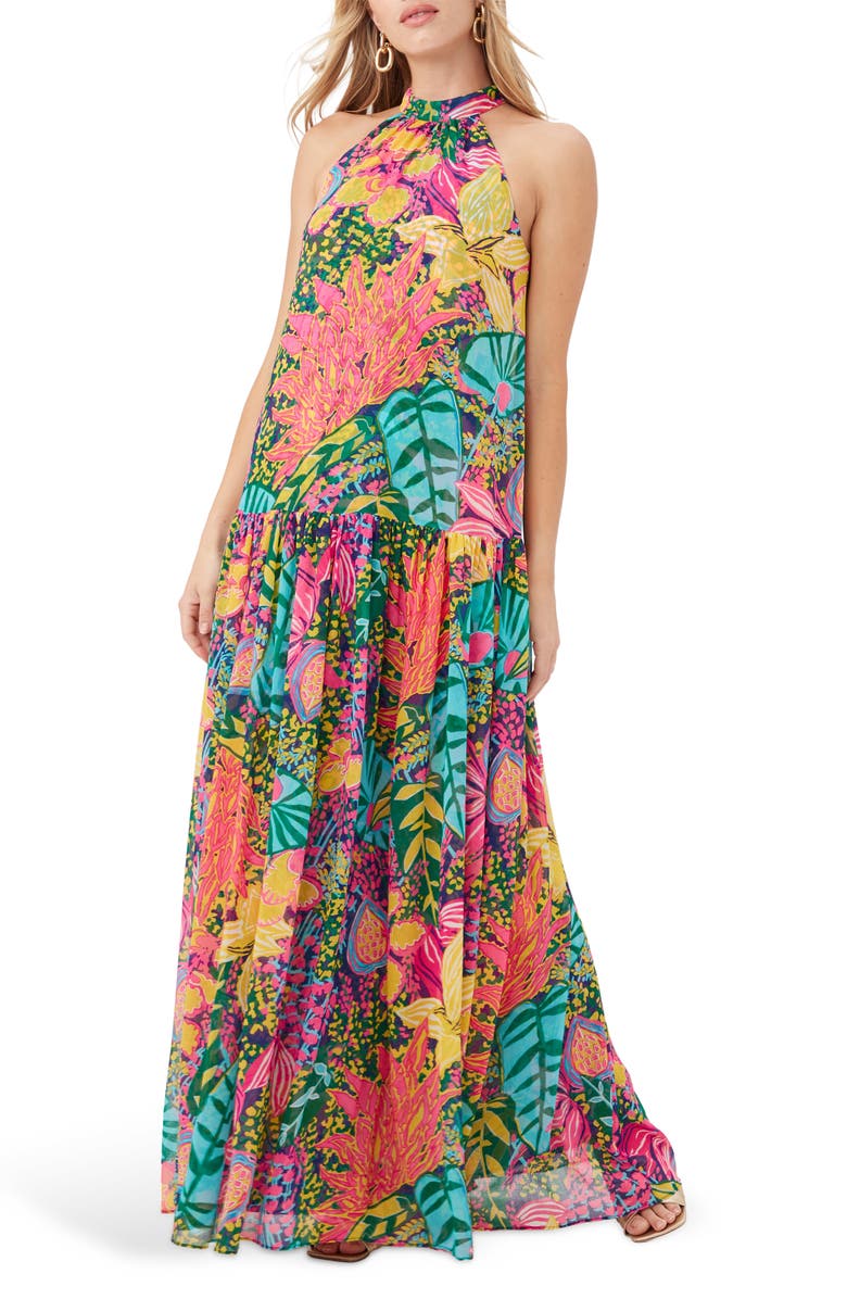 Trina Turk Kissimee Sleeveless Maxi Dress, Main, color, Yellow Multi