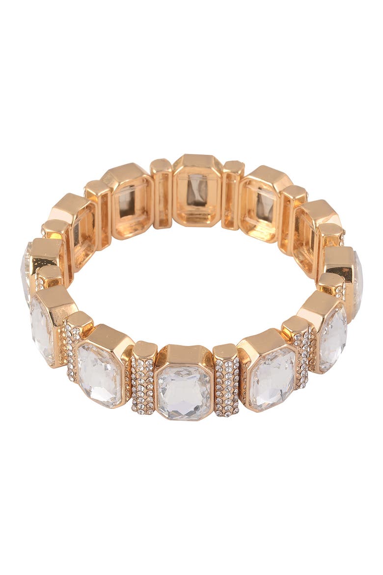 Square Crystal Stretch Bracelet, Alternate, color, GOLD