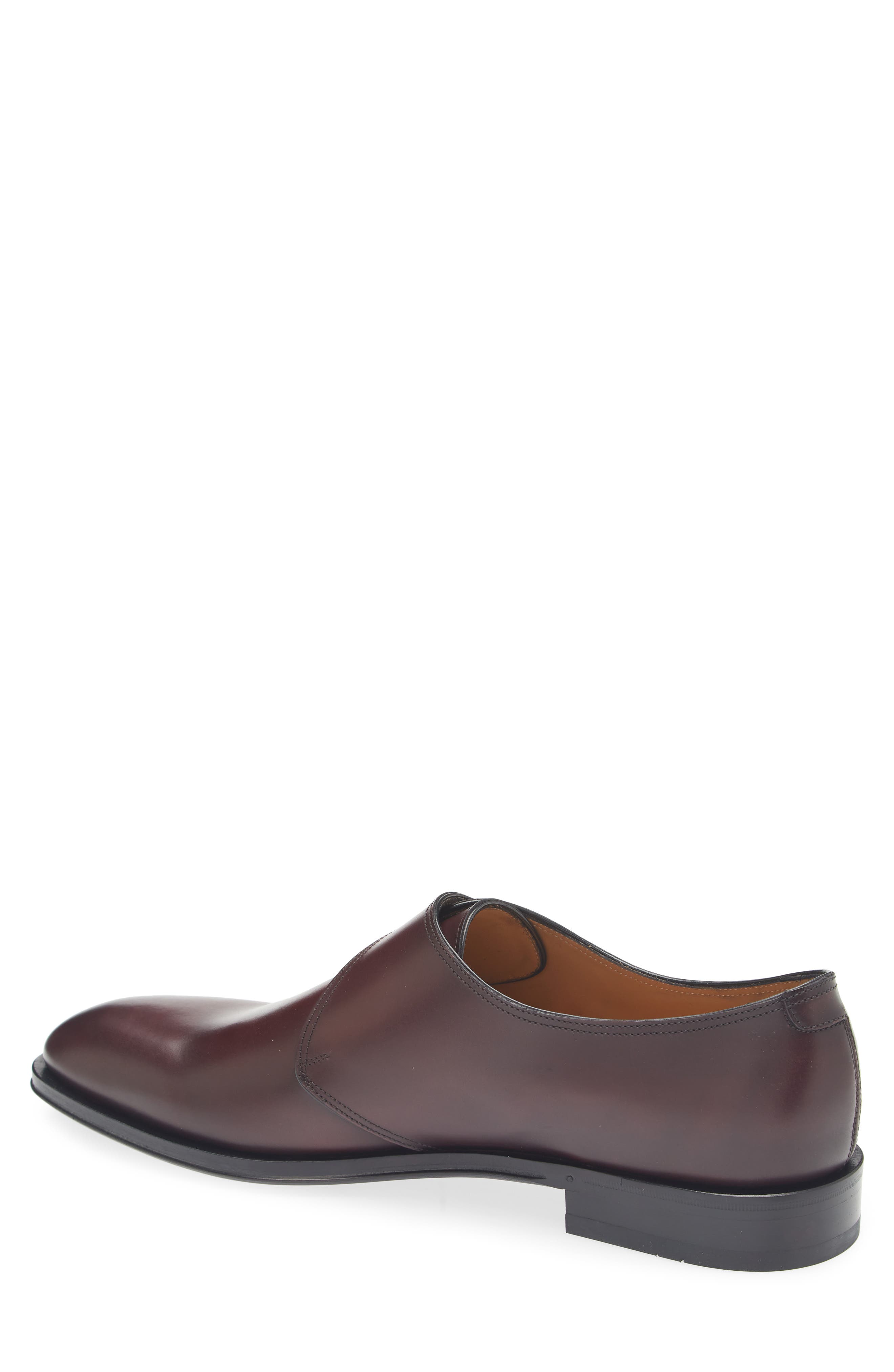 FERRAGAMO Argo Plain Toe Monk Shoe, Alternate, color, Cordovan Nero New Biscotto