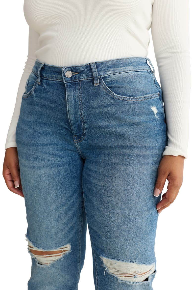 ASE High Waist Ripped Straight Leg Jeans, Alternate, color, DUST IT OFF