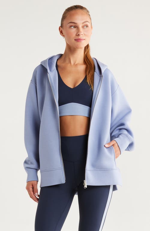 Zella Front Zip High-low Hoodie In Blue