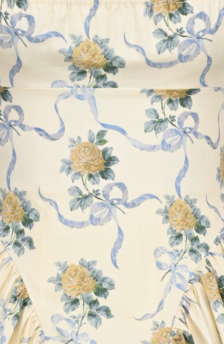 HOUSE OF CB Rosie Puff Sleeve Stretch Cotton Mini Sundress, Alternate, color, Yellow Rose Print