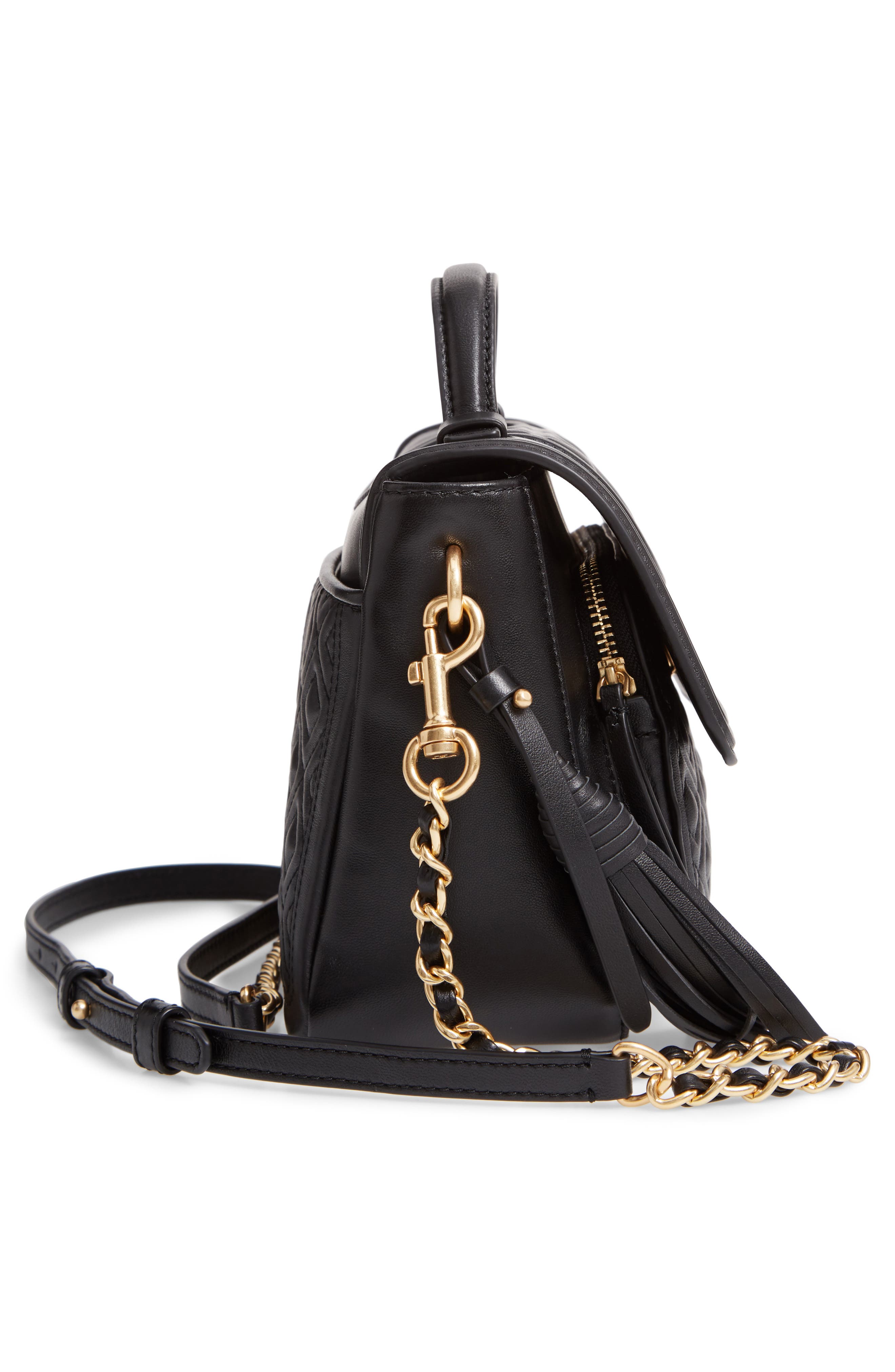 Tory Burch Fleming Quilted Leather Top Handle Satchel, Alternate, color, 