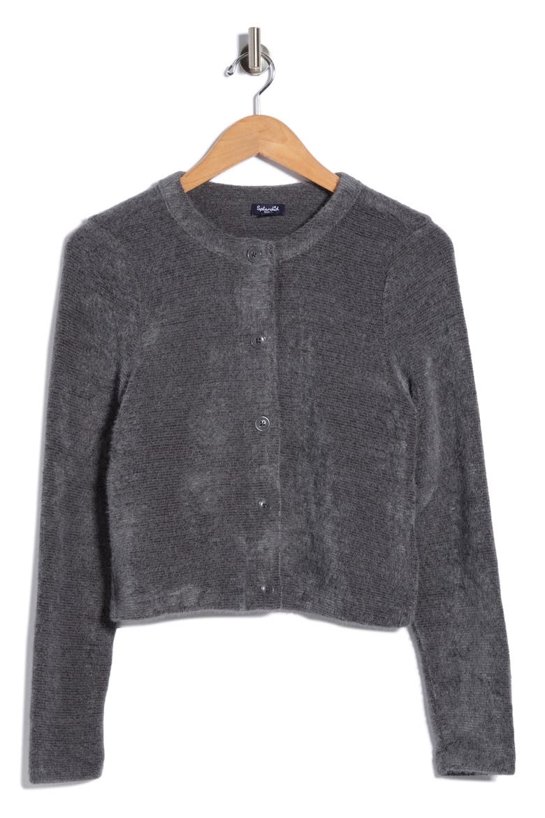 Chenille Cardigan Sweater, Main, color, LEAD GREY