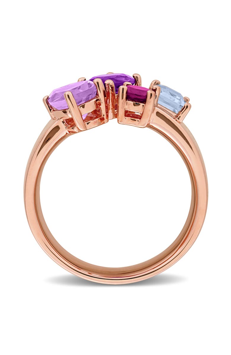 Julianna B. Gemstone Multi-Shape Open Ring Sterling Silver, Alternate, color, Amethyst/Rose-Plated