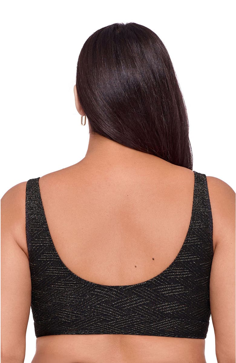 S3 Apparel Novelty Banded Cinch Front Bikini Top, Alternate, color, Onyx Black Basket Weave