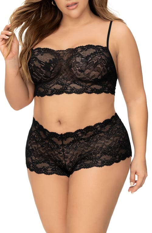 Mapale Lace Bralette & Boyshorts Set in Black 