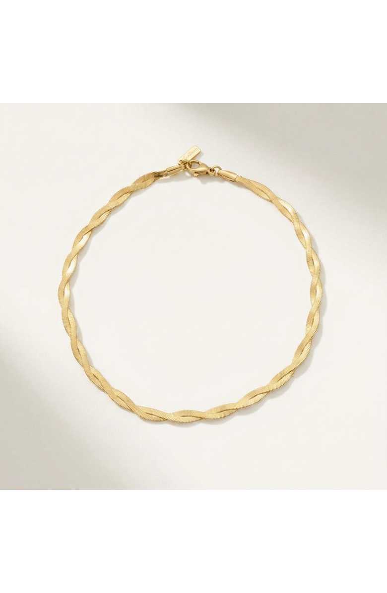 Bliss Diamond Amina Anklet 18k Gold Plated 10" 6mm Total Width Herringbone Chain, Alternate, color, 18K Yellow Gold