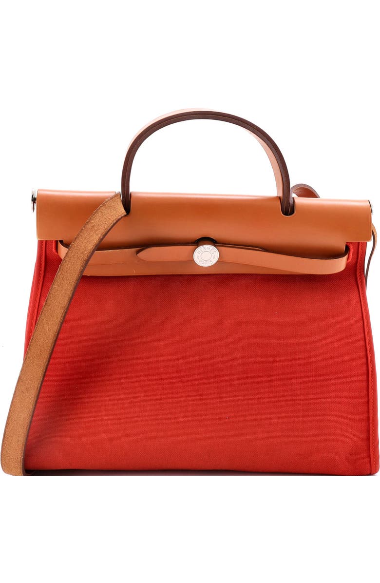 Pre-Owned Hermes Herbag Zip Leather and Toile 31, Main, color, Rouge Duchesse