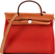 Pre-Owned Hermes Herbag Zip Leather and Toile 31
