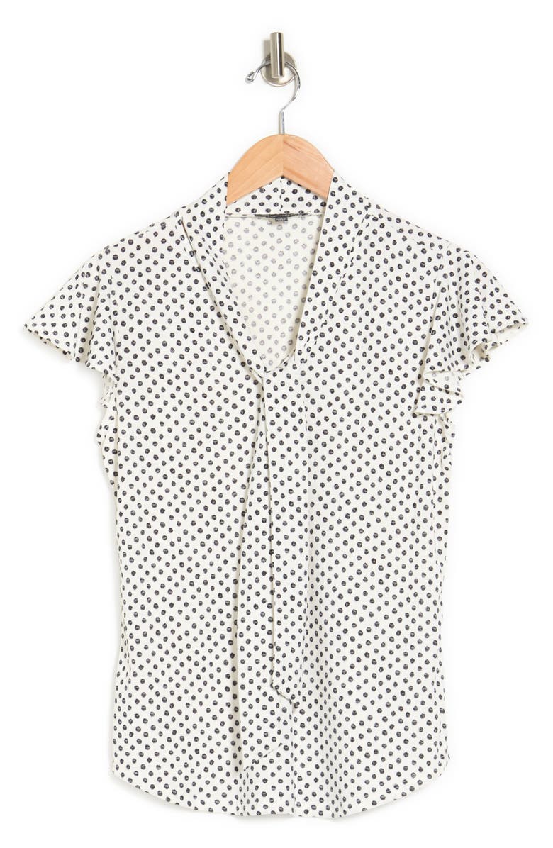 Adrianna Papell Tie Neck Flutter Sleeve Top, Alternate, color, 