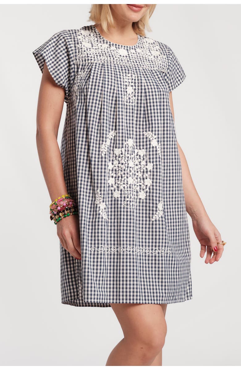 Frances Valentine Camila Mini Dress Gingham, Main, color, Navy/Oyster