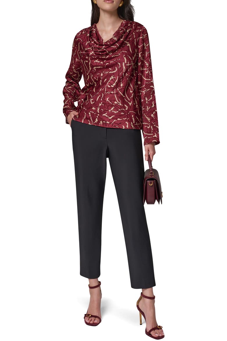 Printed Cowl Neck Burnout Top, Alternate, color, BLACK CHER