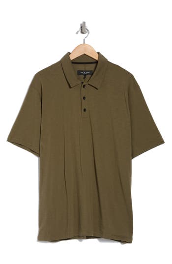 Rag & Bone Classic Cotton Slub Jersey Polo In Gray