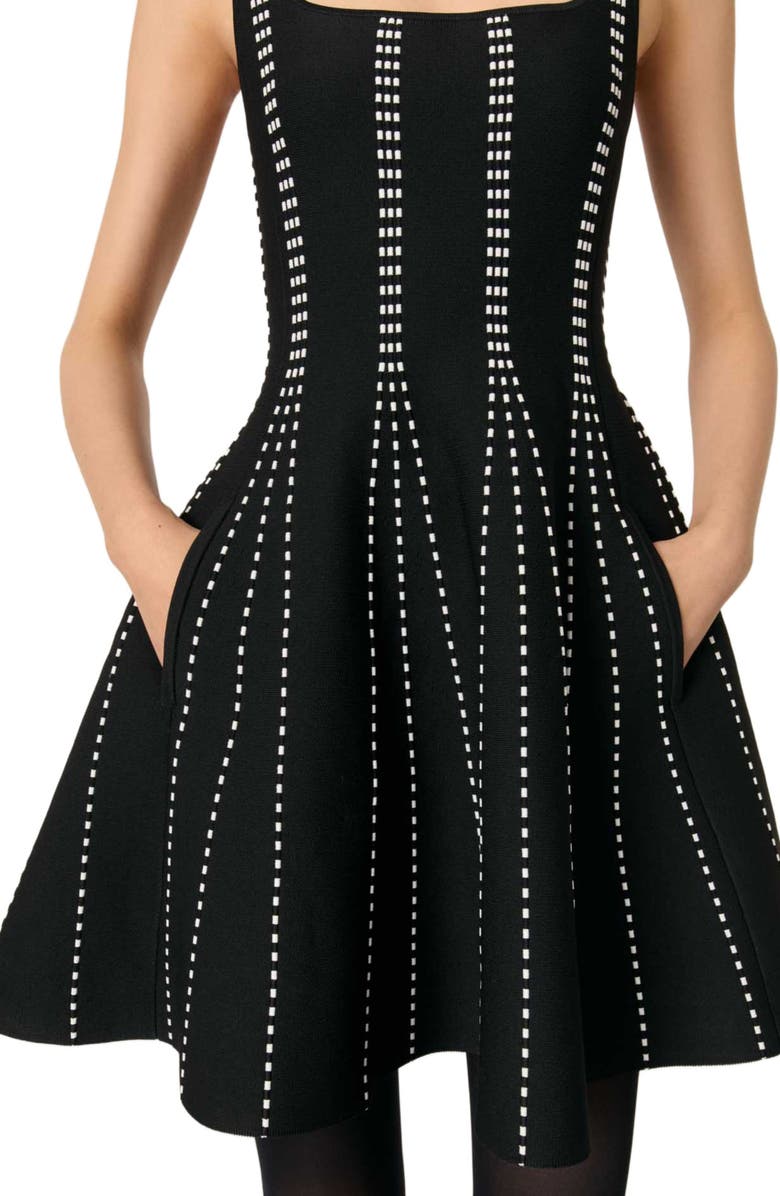 maje Mini jacquard knit dress, Alternate, color,