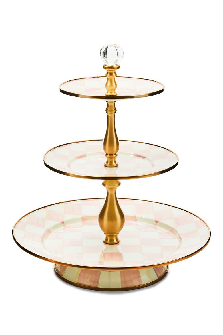 Rosy Check Three Tier Sweet Stand, Main, color, ROSY