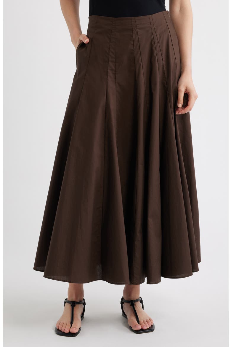 Falda Milos Faux Wrap Cotton Skirt, Alternate, color, CHOCOLATE